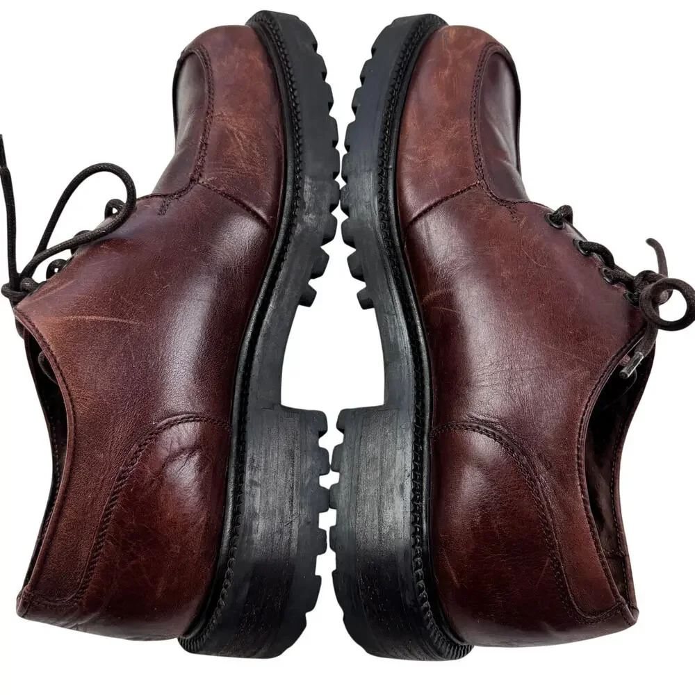 Reaction Kenneth Cole Y2K Leather Chunky Lug Sole Lace Up Loafers Men's Size 9.5